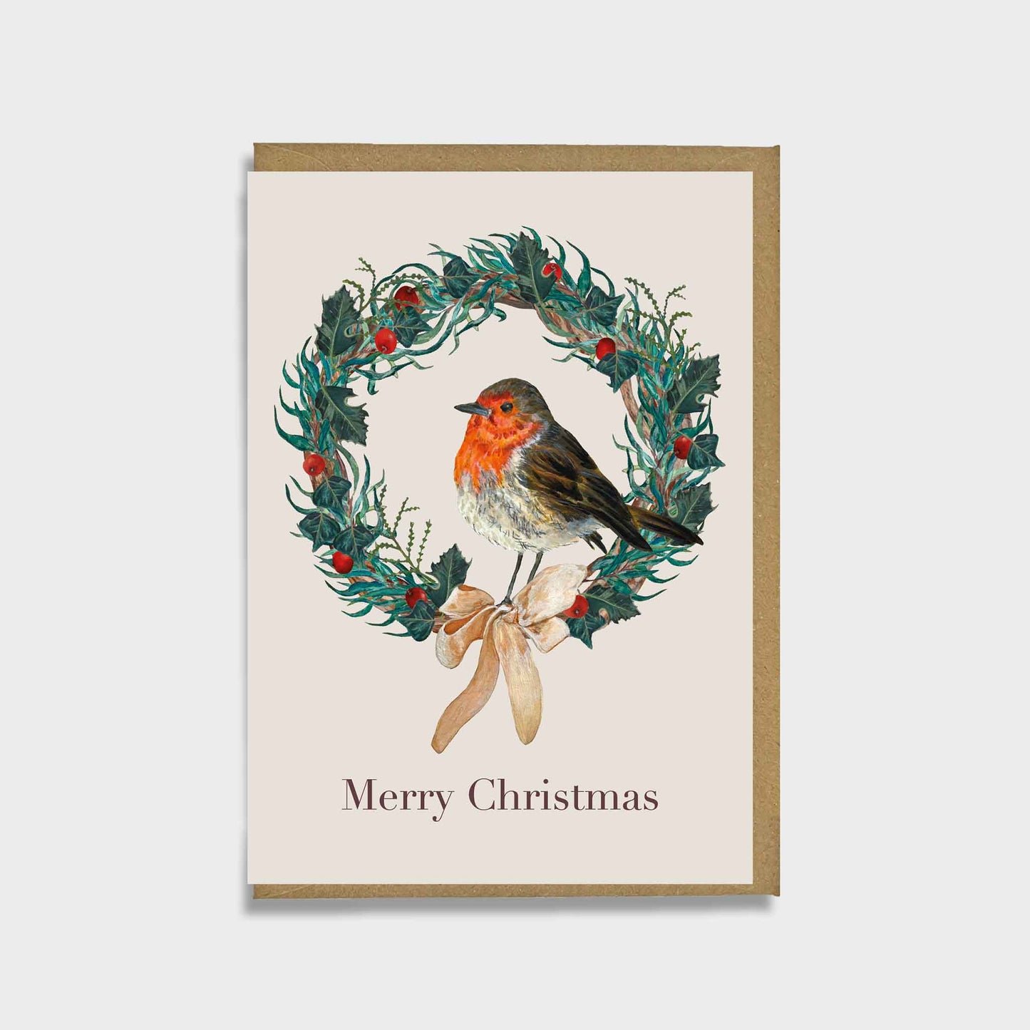 Robin Wreath Christmas Card