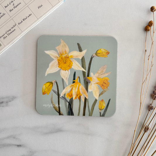 Wild Daffodil Coaster - Hand Painted Botanical Design