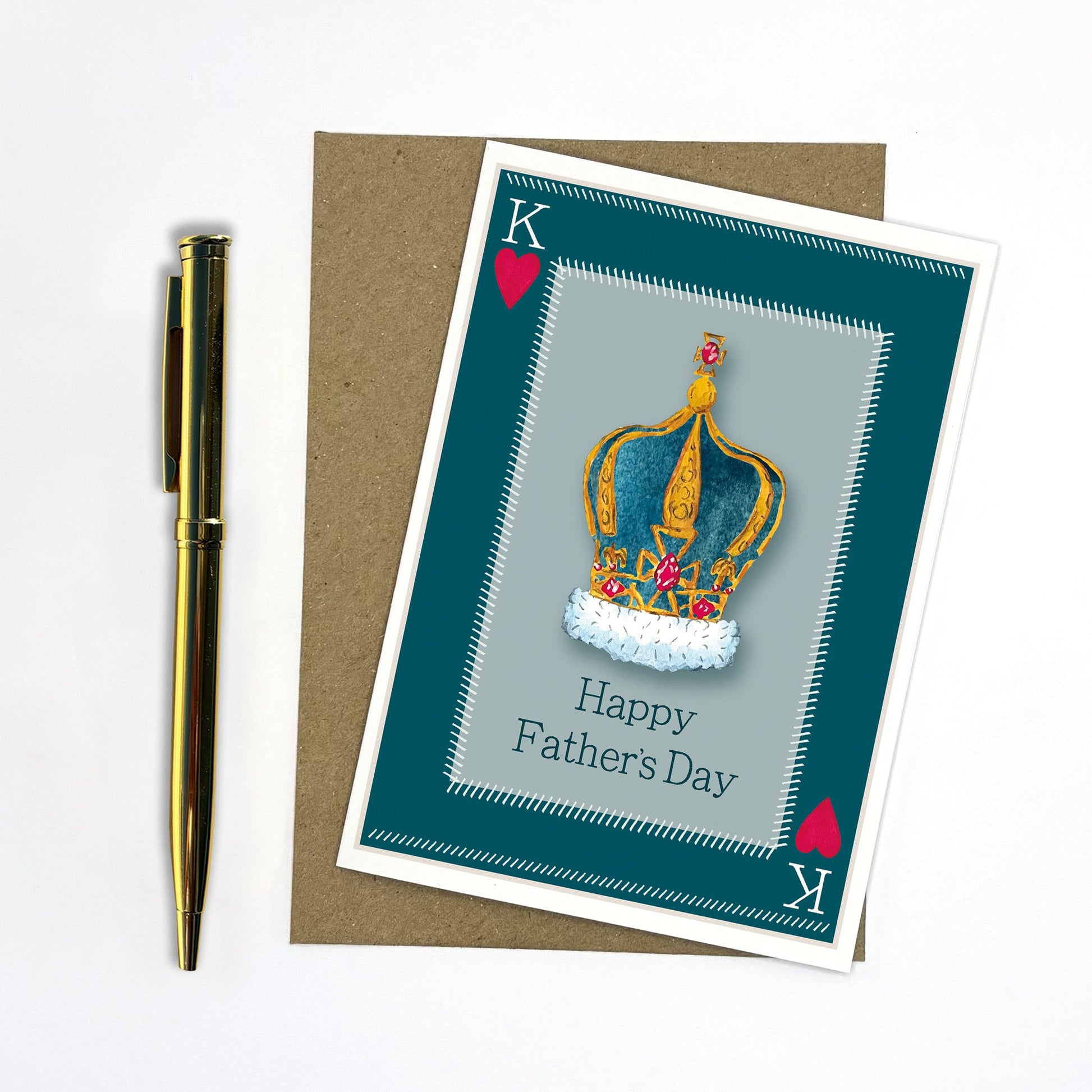 Father's Day card with a king of hearts design on a white background