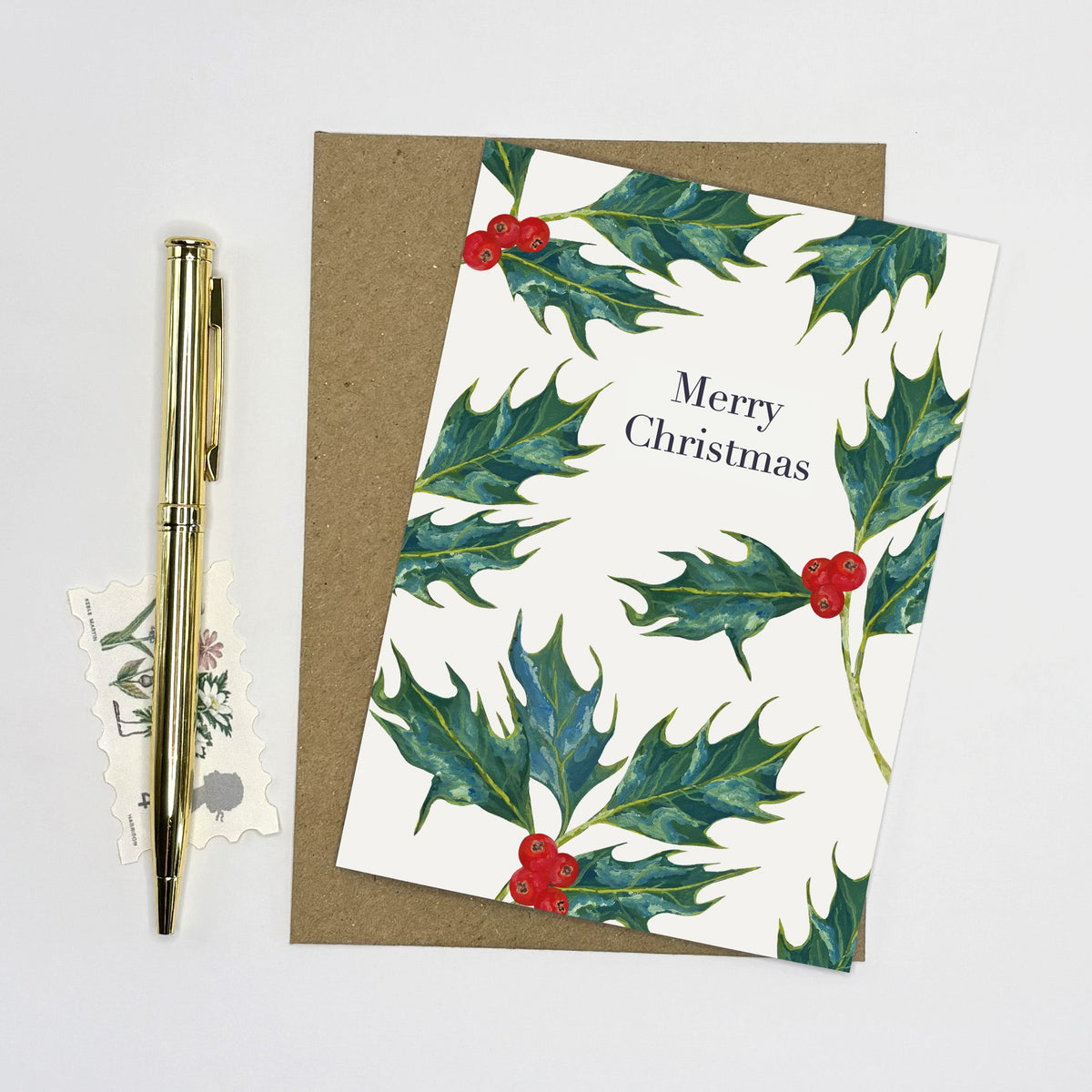 British Holly berry card 
